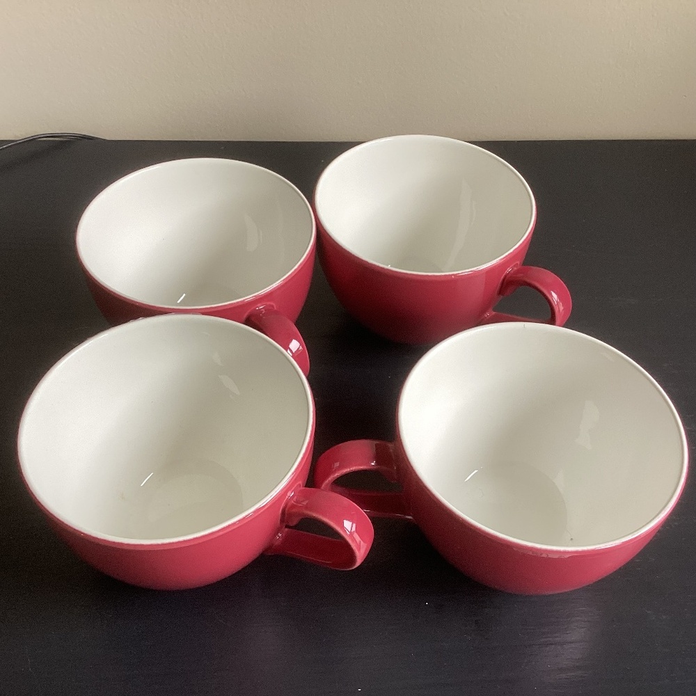 Set of 4 Pagnossin Red n White Coffee/Tea Cups Italy Spa Marron